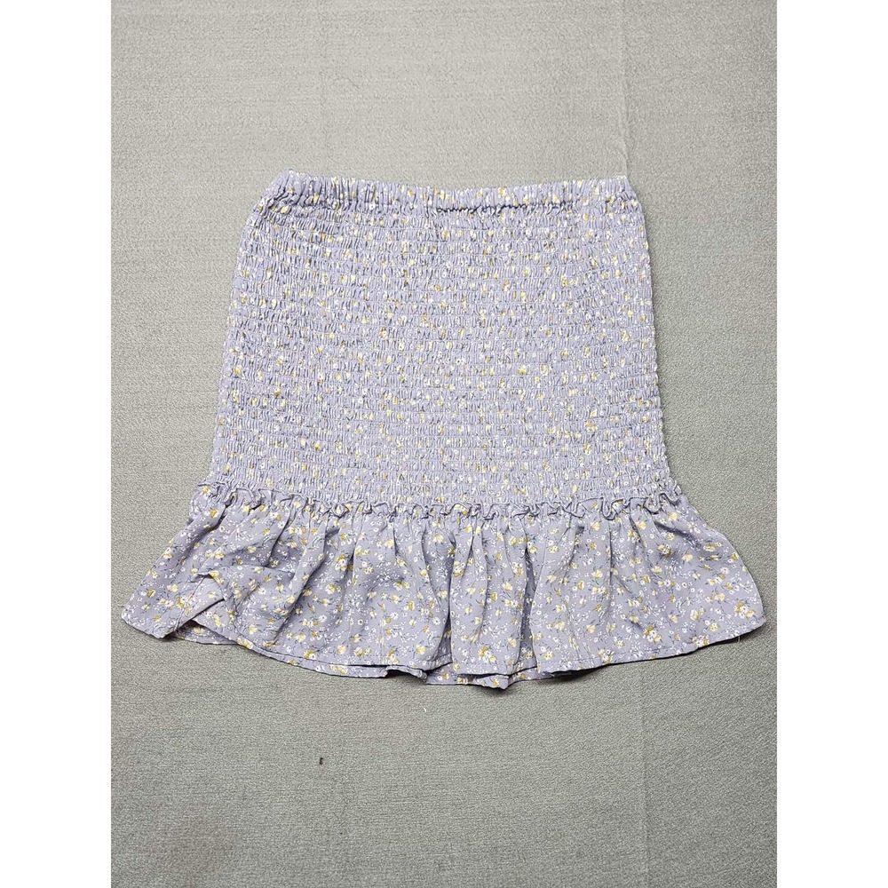 Forever 21 Lavender Purple Ditsy Floral Smocked Ruffle Mini Skirt Small